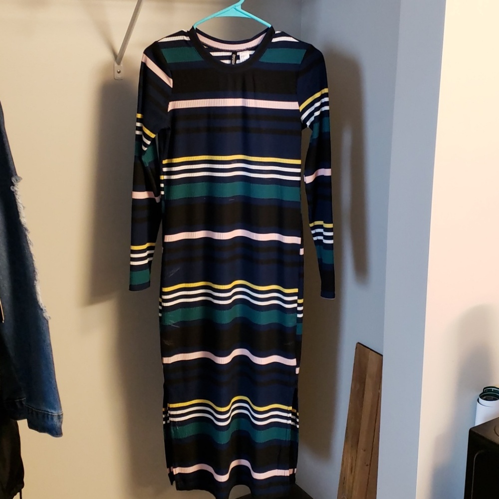 Stripped long sleeve dress